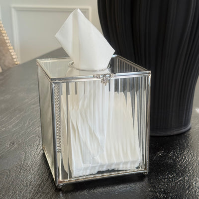 Porcha square silver tissue box - Luscious Homewares