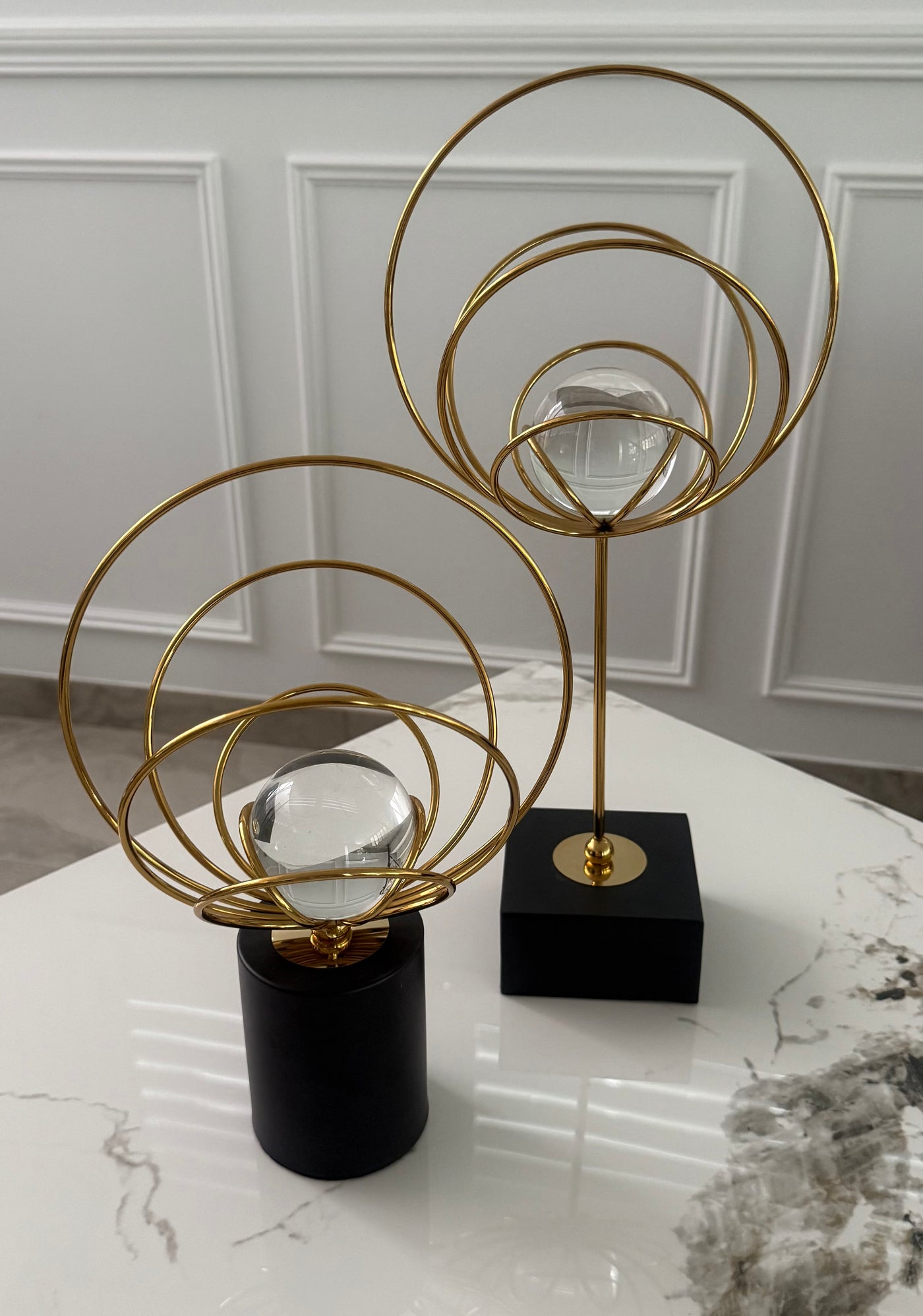 Universal gold crystal decorative stand set of 2 - Luscious Homewares