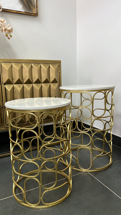 Round gold marble table set of 2 - Luscious Homewares