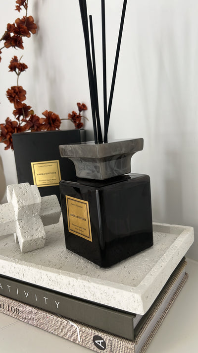 Luxury marble glass diffuser red teak 500ml - Luscious Homewares