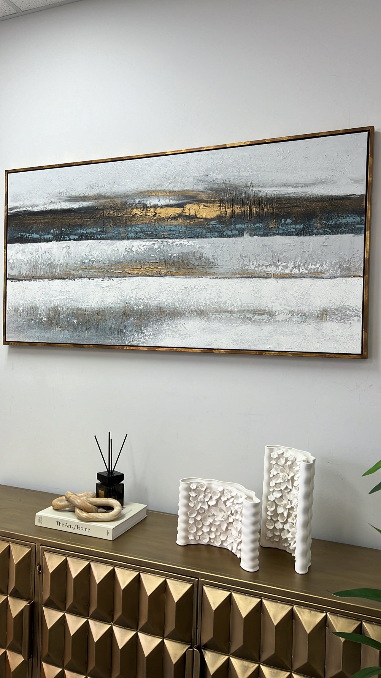 Tide gold bronze frame wall art - Luscious Homewares