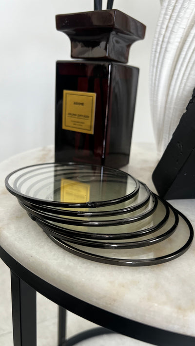Glass coaster set black x 6 - Luscious Homewares