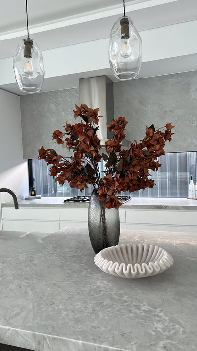 Ripple white marble decorative / fruit bowl - Luscious Homewares