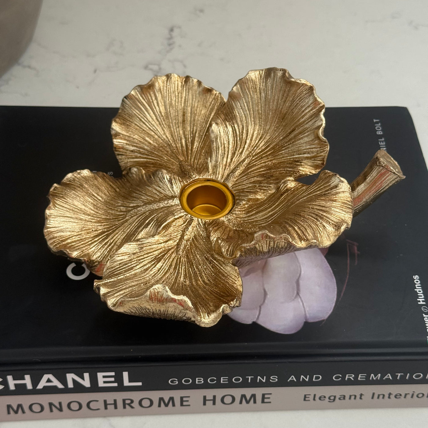 Orchid  Gold Candle holder - Luscious Homewares