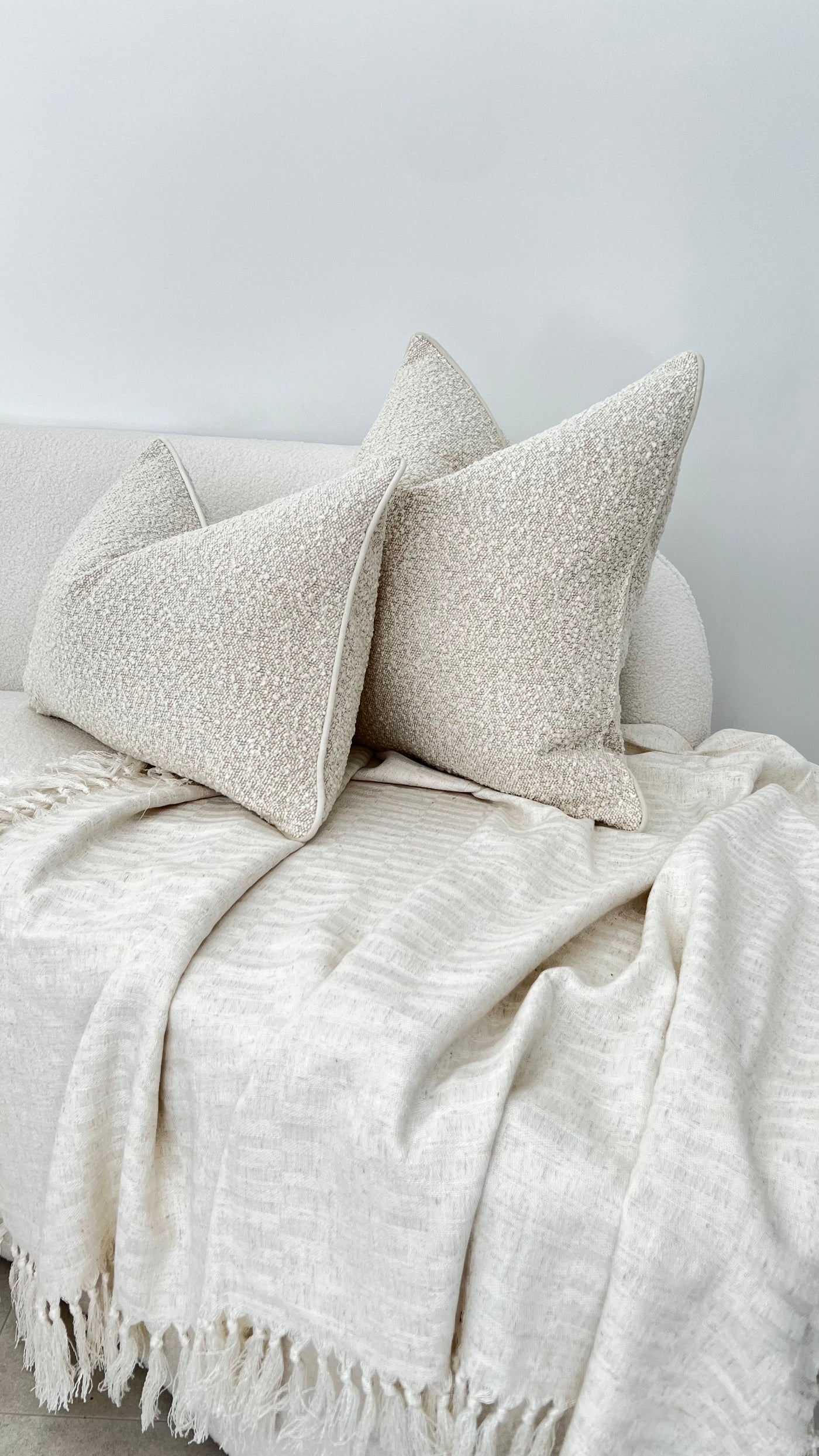 Boucle neutral cushion - Luscious Homewares