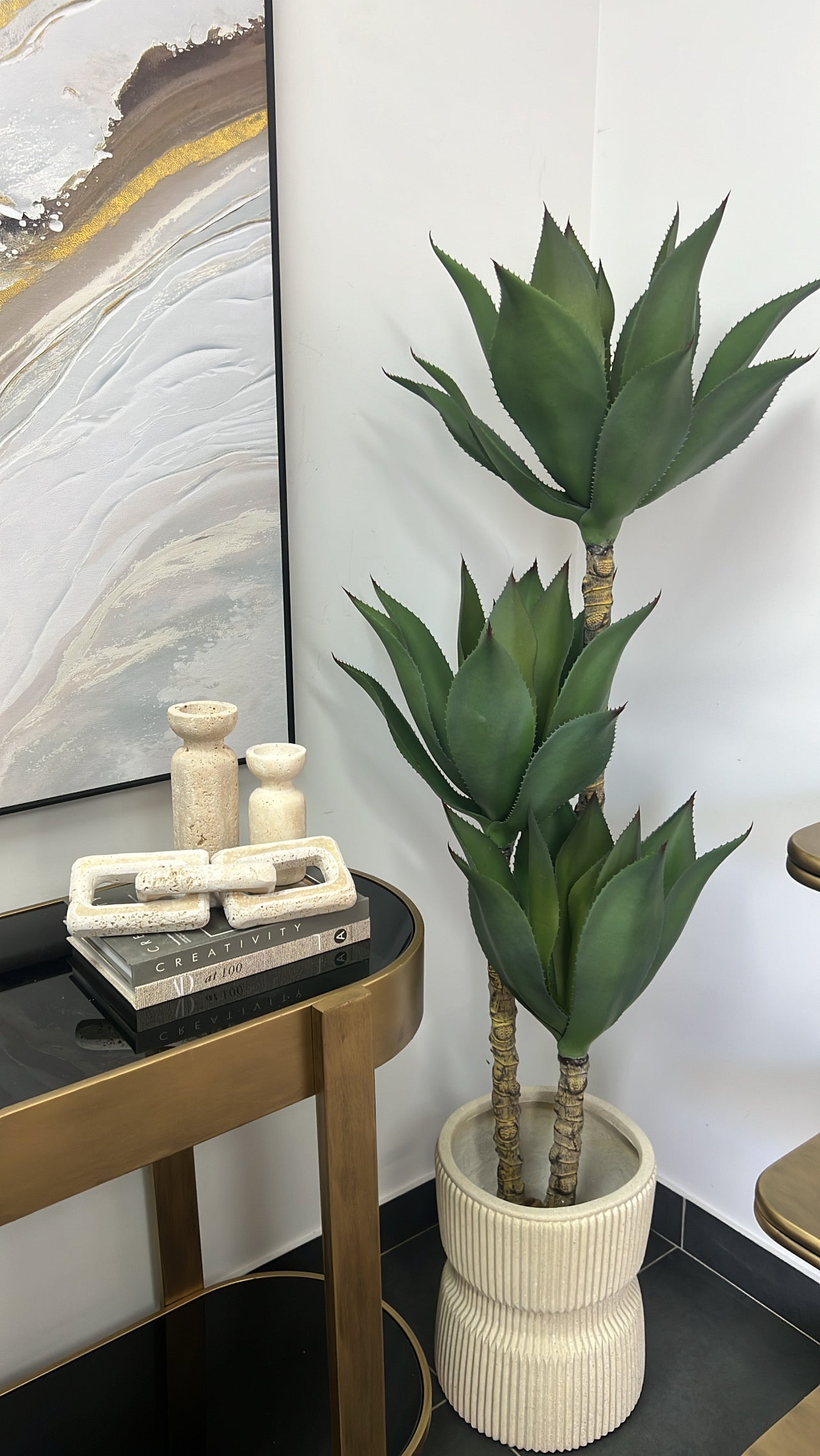 Travertine stone chain sculpture - Luscious Homewares