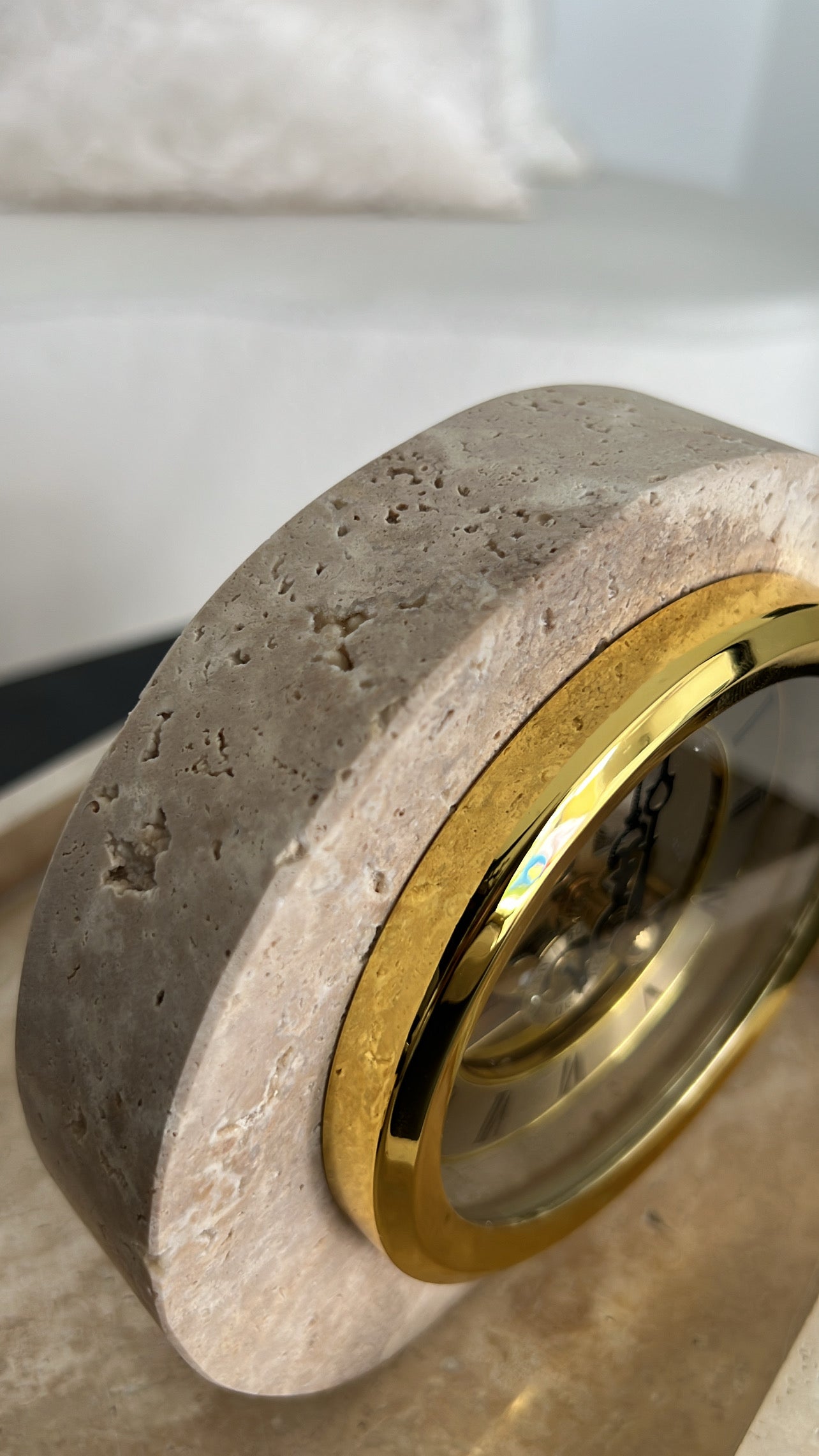 Travertine stone clock - Luscious Homewares