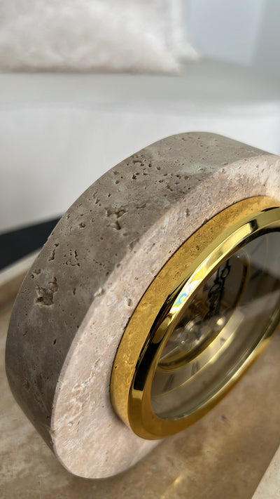 Travertine stone clock - Luscious Homewares