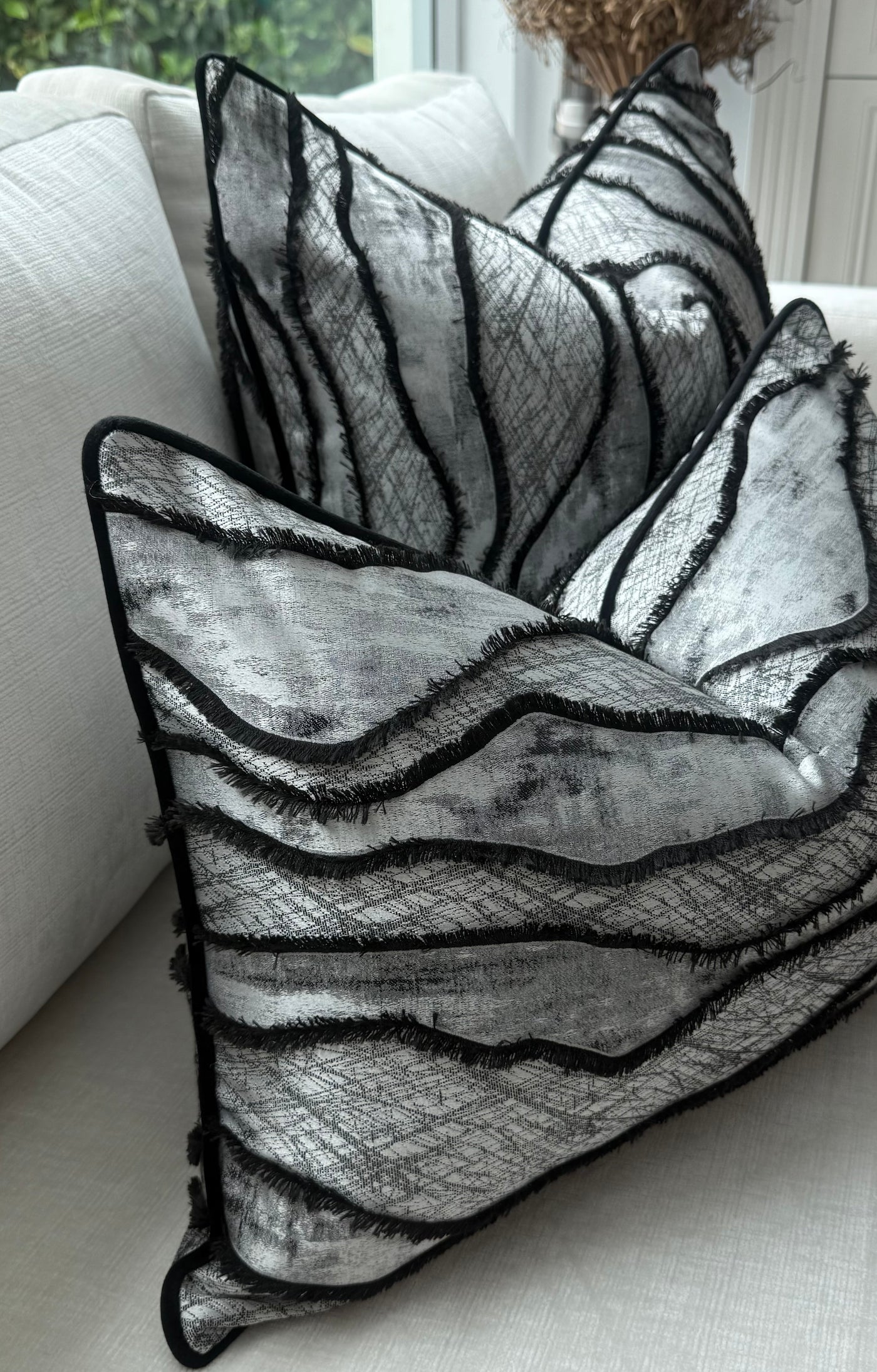 Constance silver and black cushion - Luscious Homewares