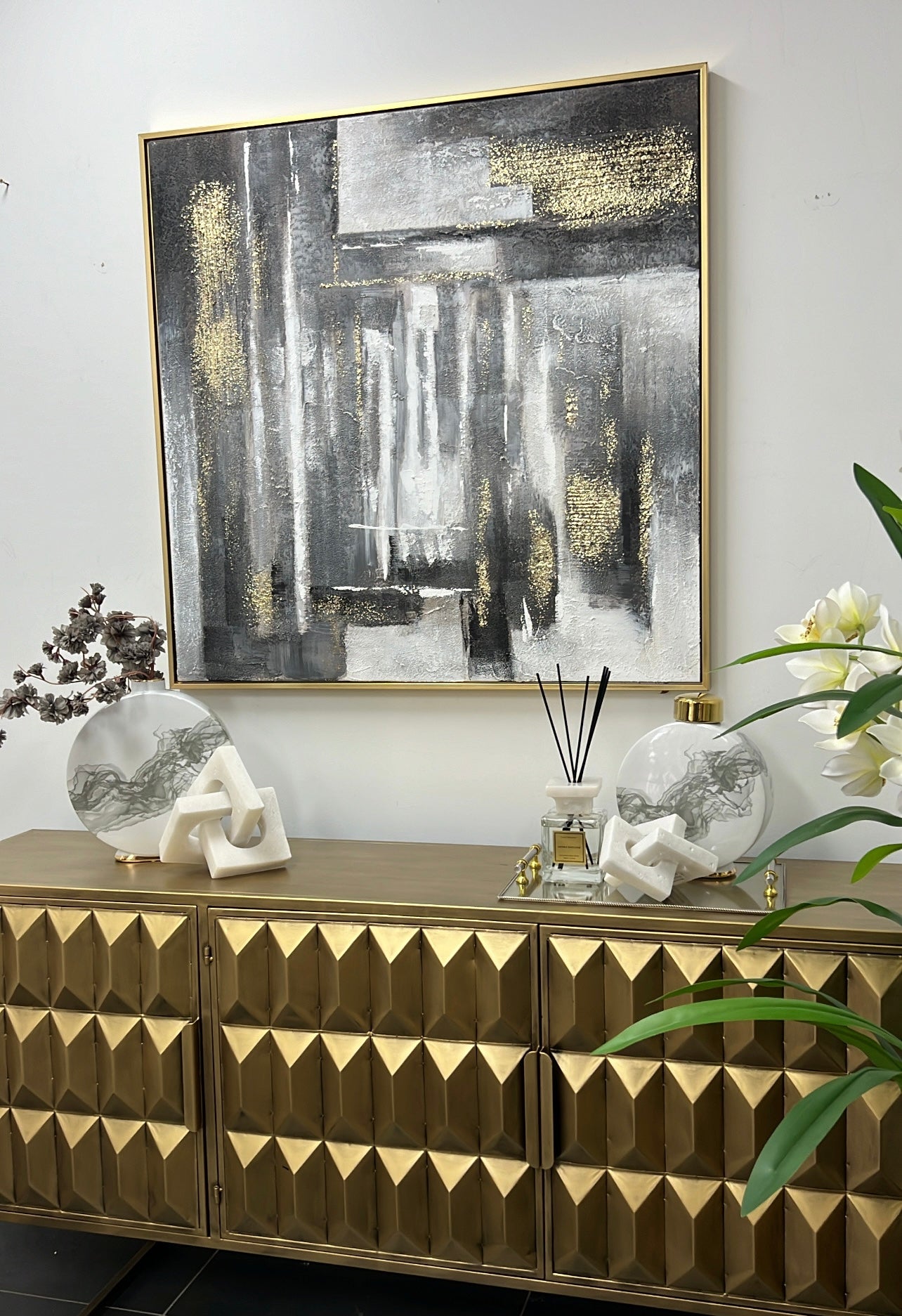Abstracts Gold frame wall art - Luscious Homewares
