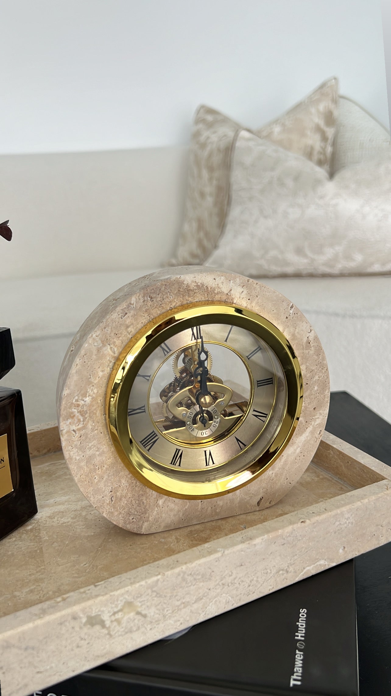 Travertine stone clock - Luscious Homewares