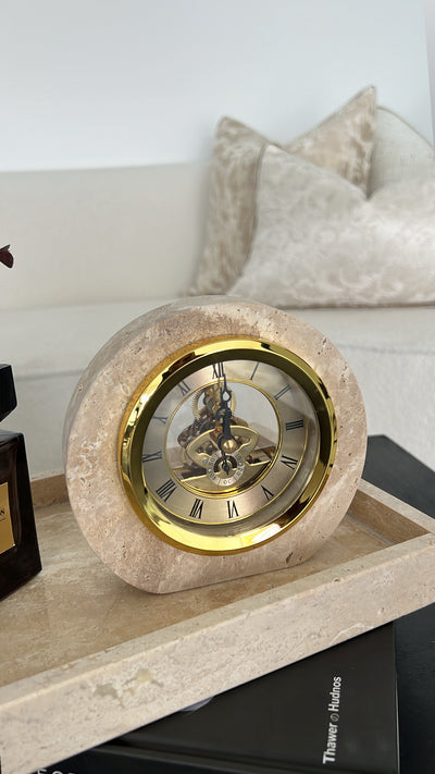Travertine stone clock - Luscious Homewares