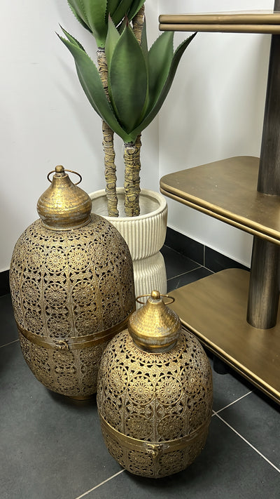 Morrocan oval Rustic gold Lantern - Luscious Homewares