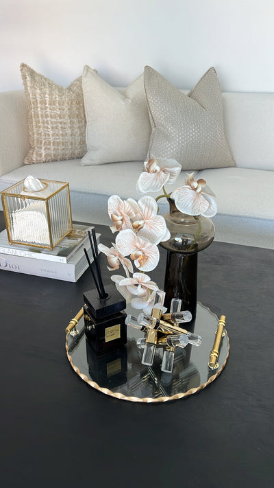 Glass rimmed round tray - Luscious Homewares