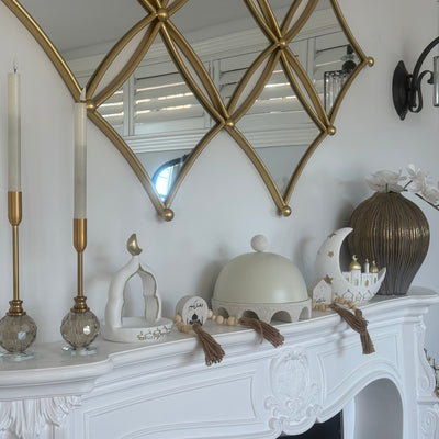 Ramadan gold and white display moon ornament