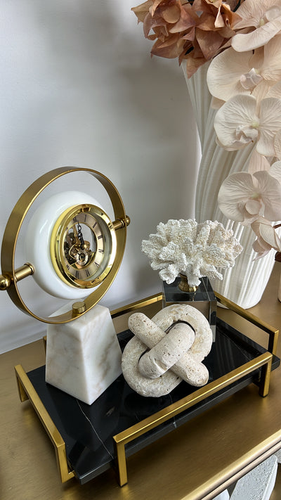 Black Marble Gold handle tray - Luscious Homewares