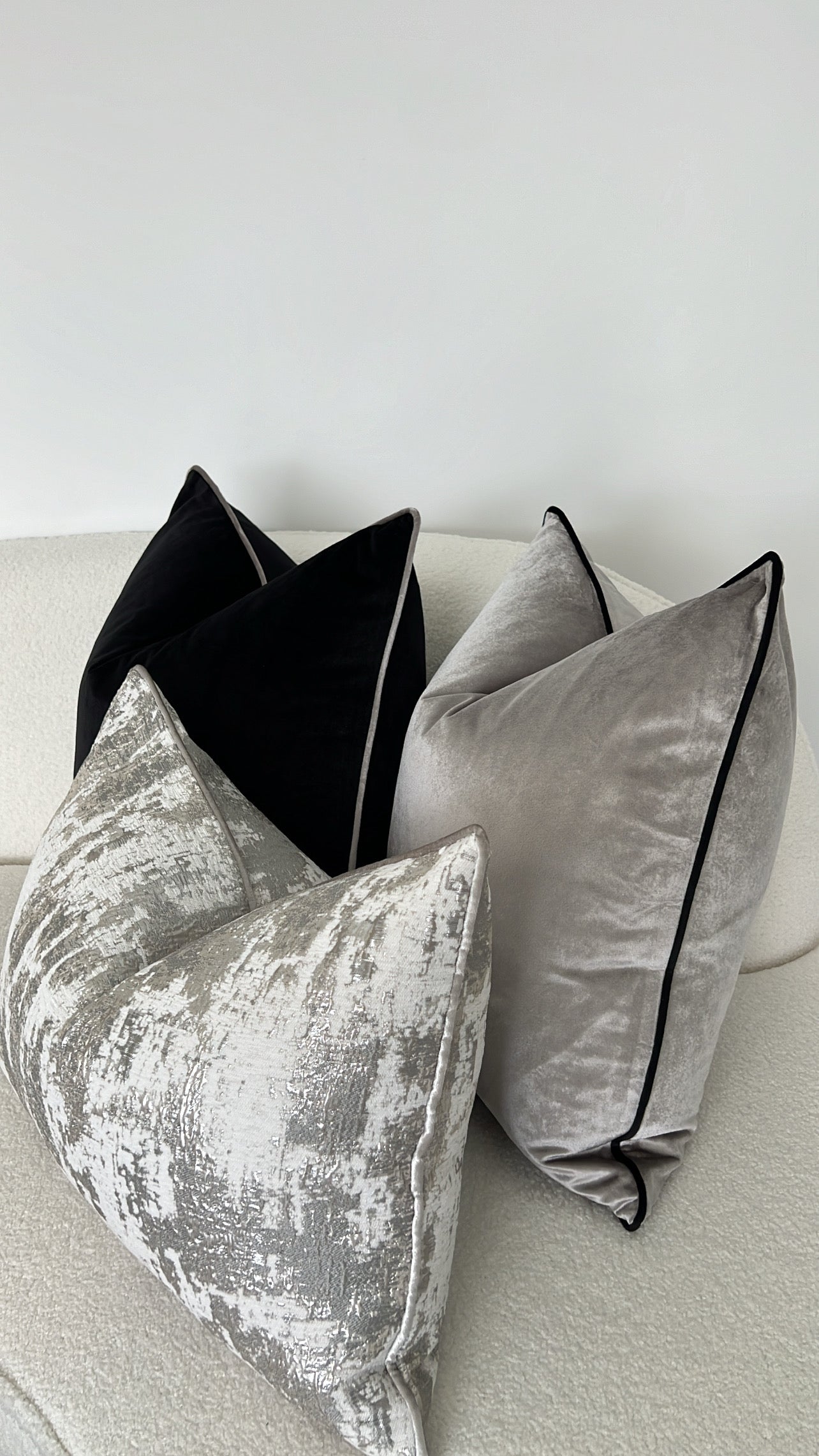 Hilton silver /black trim cushion - Luscious Homewares