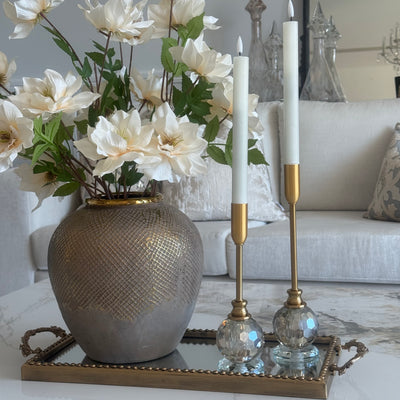 Crystal bell Gold candle holders set of 2