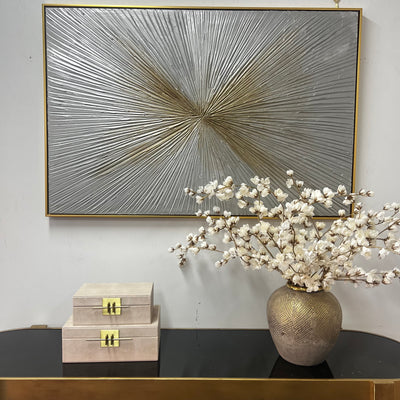 Metallic textured Canvase wall art gold frame - Luscious Homewares