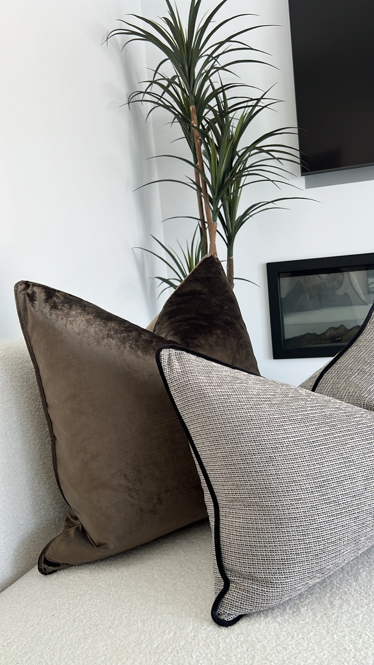 De-luxe mocha velvet cushion - Luscious Homewares