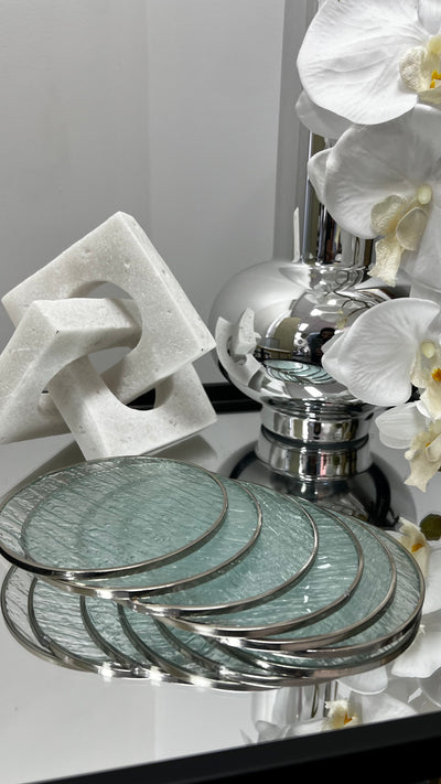 Waterfall silver coaster set x 6 - Luscious Homewares