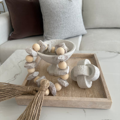 Stone + wooden decorative bead chain tassels - Luscious Homewares