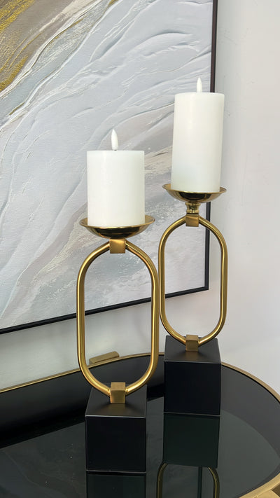 Black and gold candle holders - Luscious Homewares