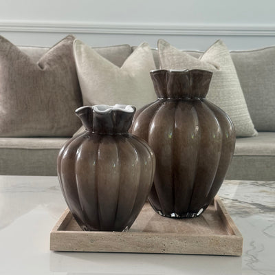 Fontana smoked taupe Glass vase - Luscious Homewares