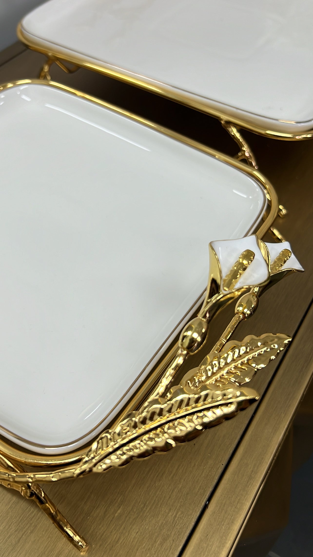 Tulip square gold and white serving platter - Luscious Homewares
