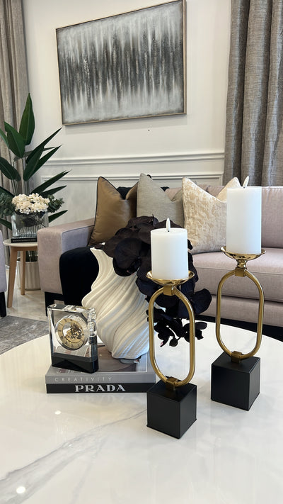 Black and gold candle holders - Luscious Homewares