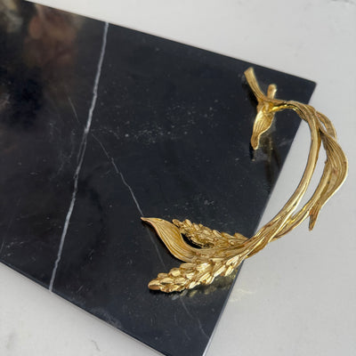 Claudette Black Marble Gold handle tray - Luscious Homewares