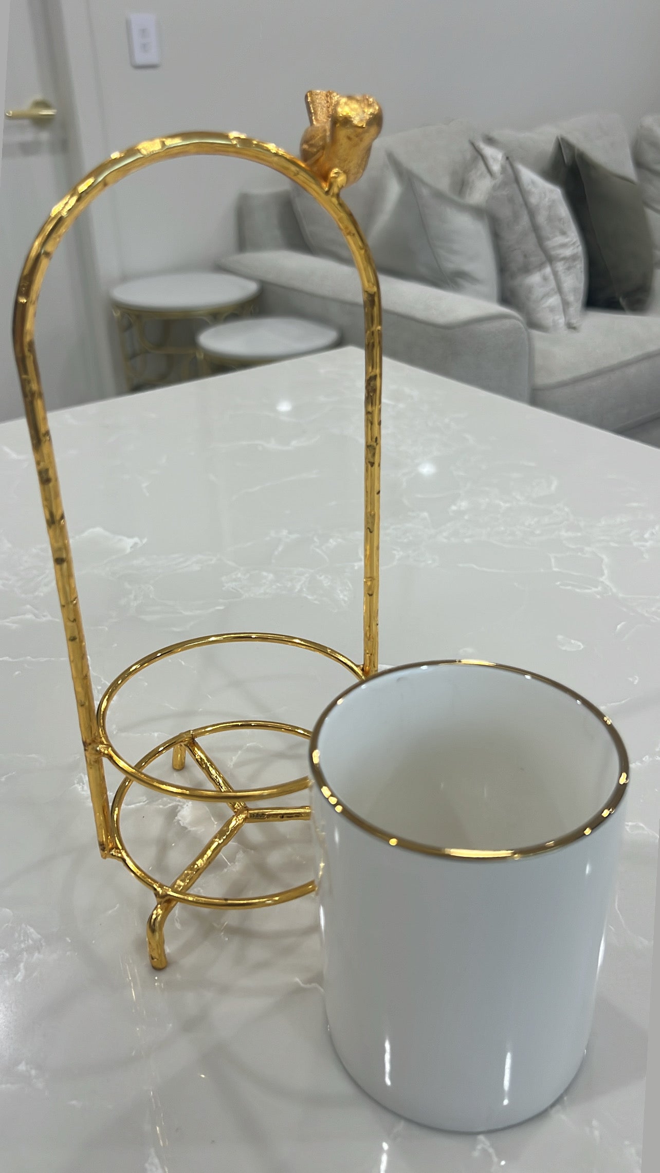 Asffor white and gold cutlery stand - Luscious Homewares