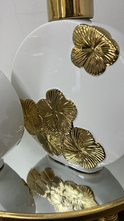 Daisy round white and gold Jar - Luscious Homewares