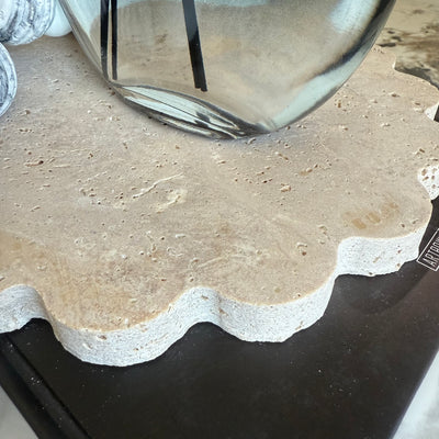 ScallopTravertine Stone round tray