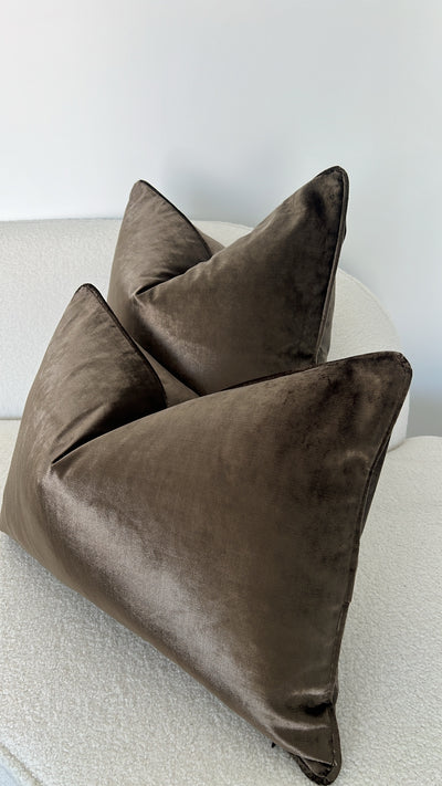 De-luxe mocha velvet cushion - Luscious Homewares