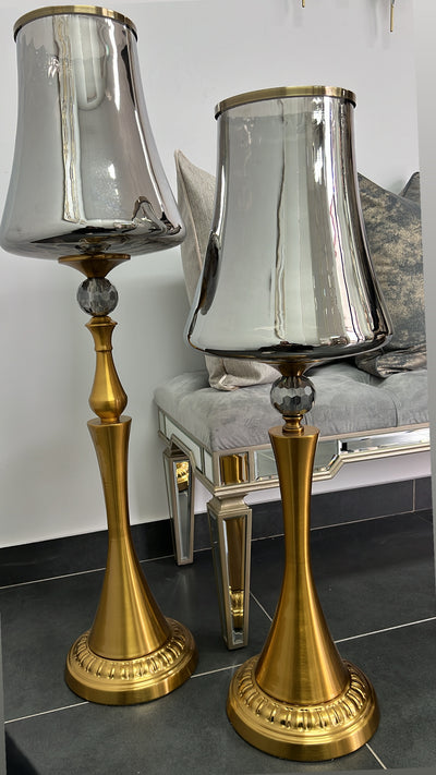 Adonis brass floor vase / hurricane - Luscious Homewares