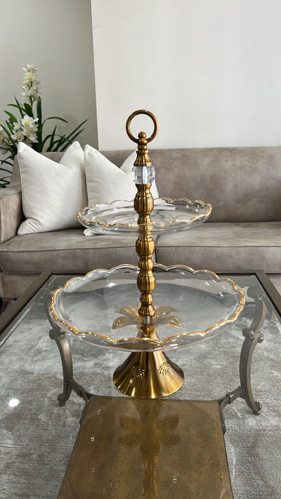 Alamir palm stand 2 tier tray - Luscious Homewares