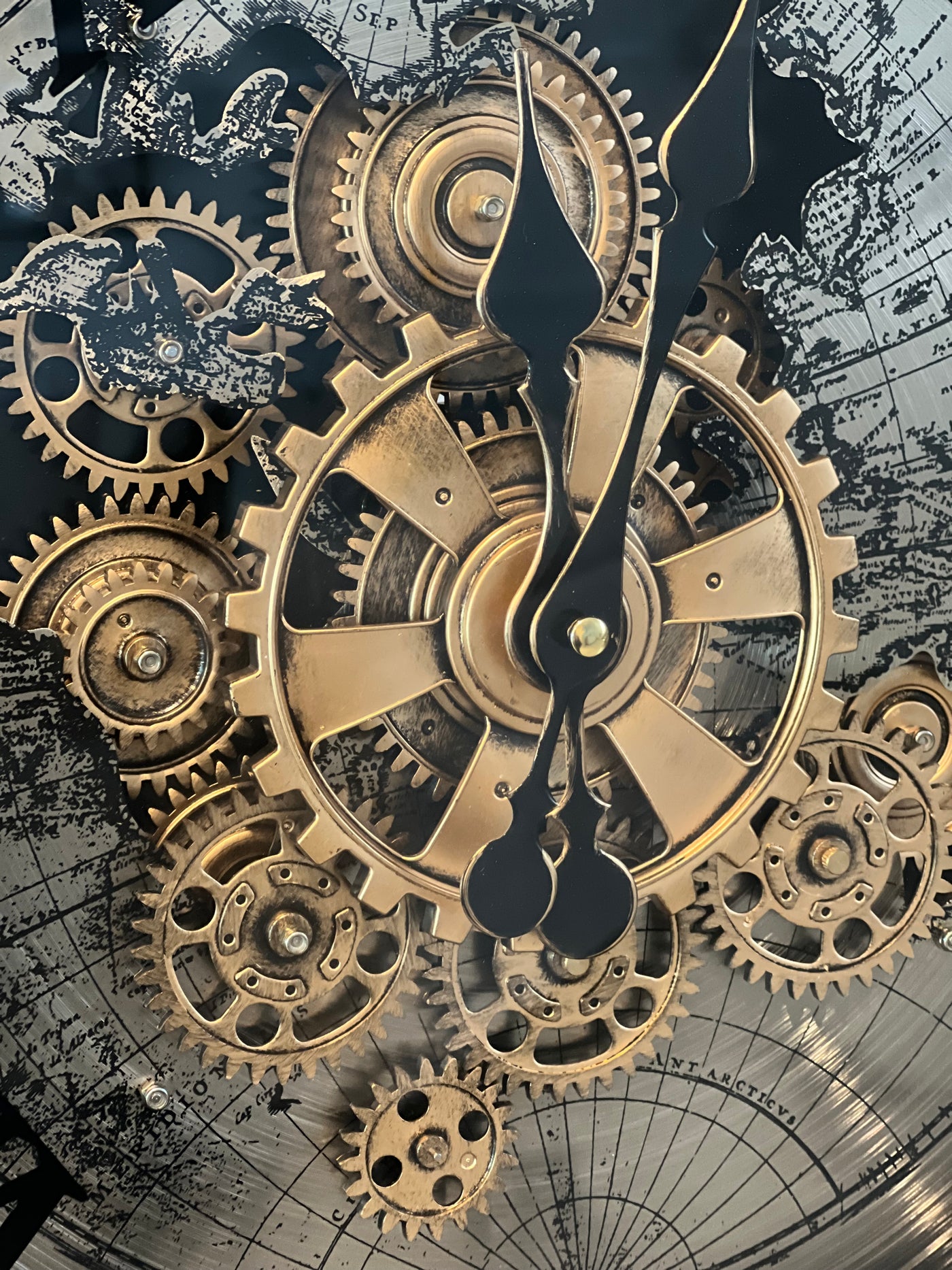 Black and gold tripod floor gear clock - Luscious Homewares