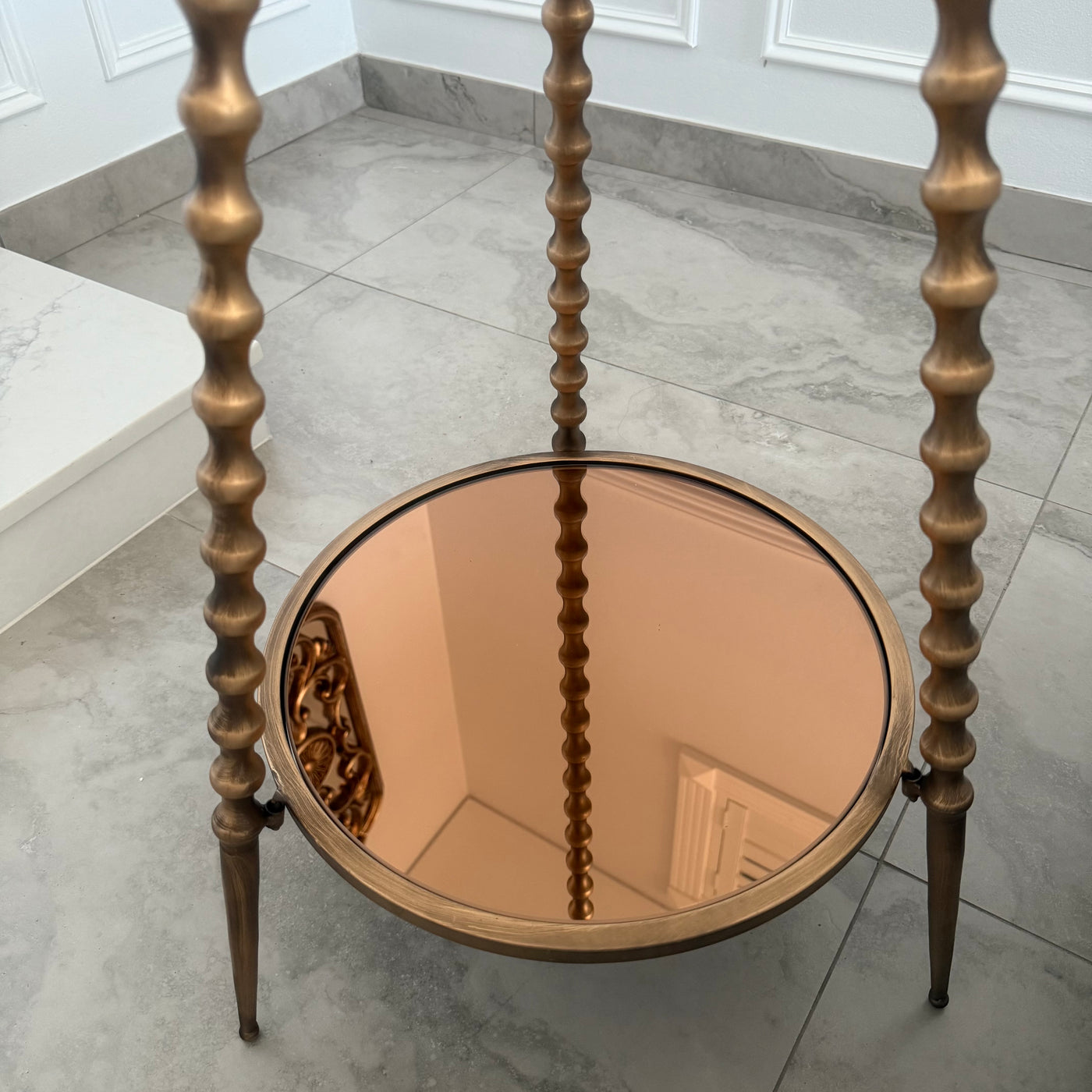 Gold tripod floor gear clock 160 cm - Luscious Homewares