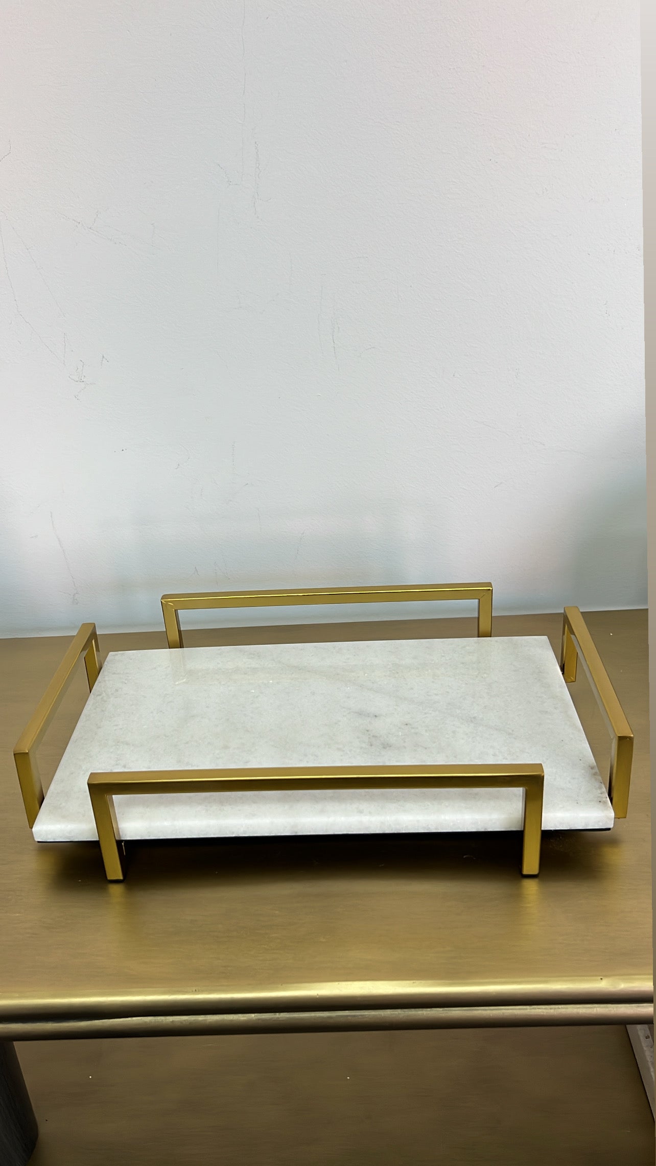 White Marble Gold handle tray - Luscious Homewares