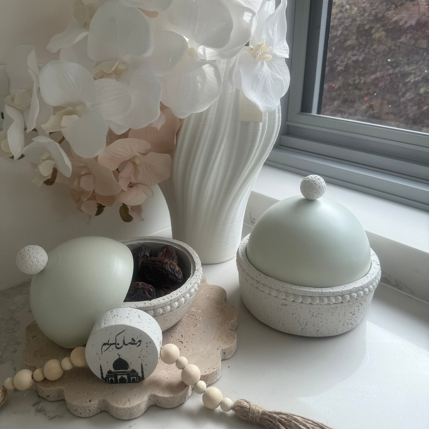 White stone Moroccan jar dome