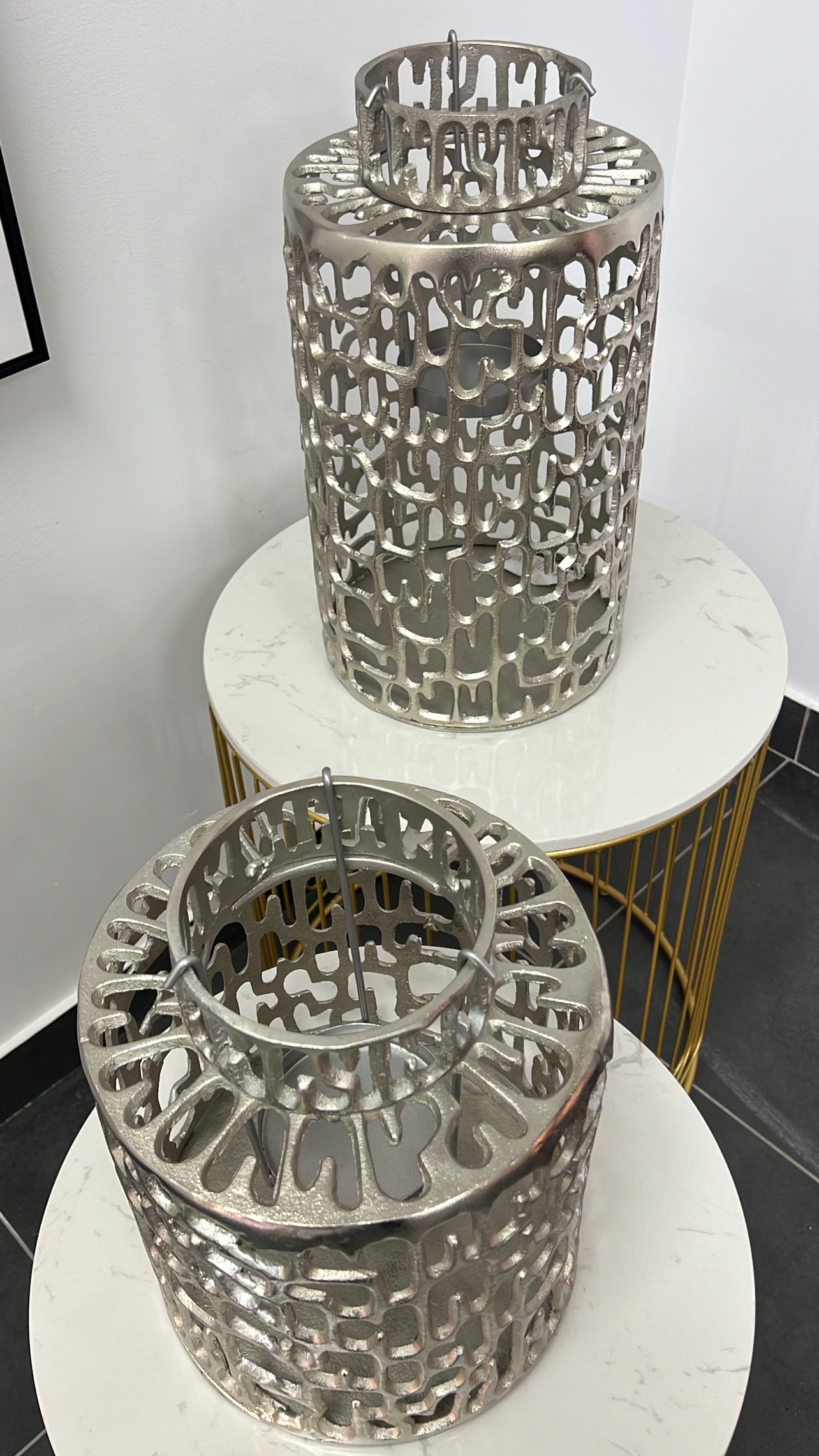 Jayli nickel lantern vase - Luscious Homewares