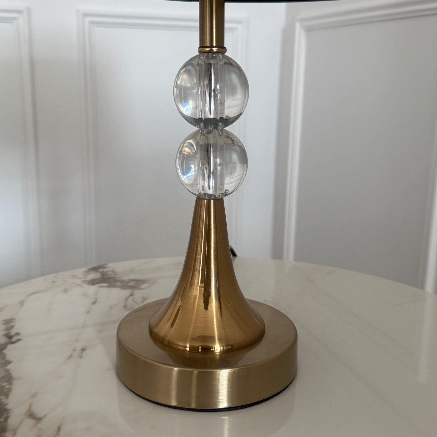 Mila Crystal gold table Lamp black shade - Luscious Homewares
