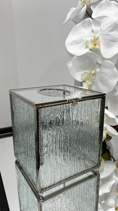 Waterfall square silver tissue box - Luscious Homewares