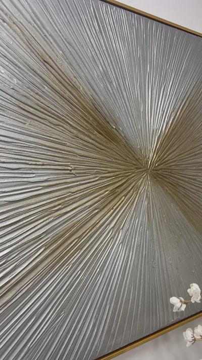 Metallic textured Canvase wall art gold frame
